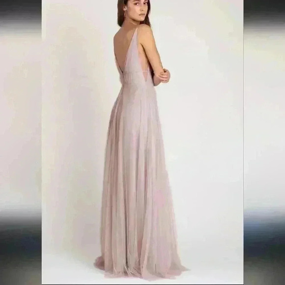 Jenny Yoo Kaelyn Long Bridesmaid Dress in whipped Apricot size 12 NWT - Picture 2 of 10